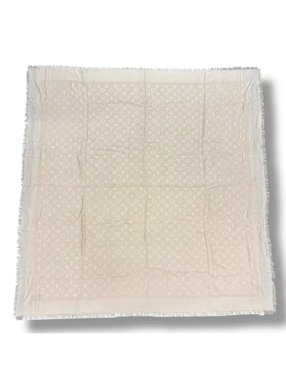 Louis Vuitton Silk Wool Scarf Monogram Beige